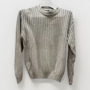 Savile Row Sweater Mens Size Medium Beige Fisherman Cotton Chunky Knit Vintage